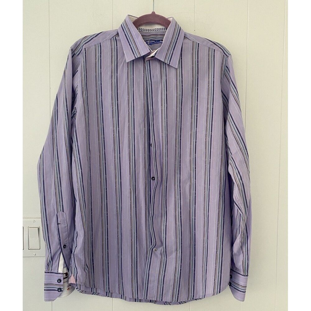 Robert‎ Graham Mens M/L Lavender, Blue & Green Stripe Long Sleeve Button Down